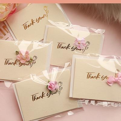 5 Stücke Schöne Romantische 3D Rosa Blume Dekor Grußkarte Goldenen Buchstaben Festliche Universal Dankeschön-karte Hochzeit Gast Einladung