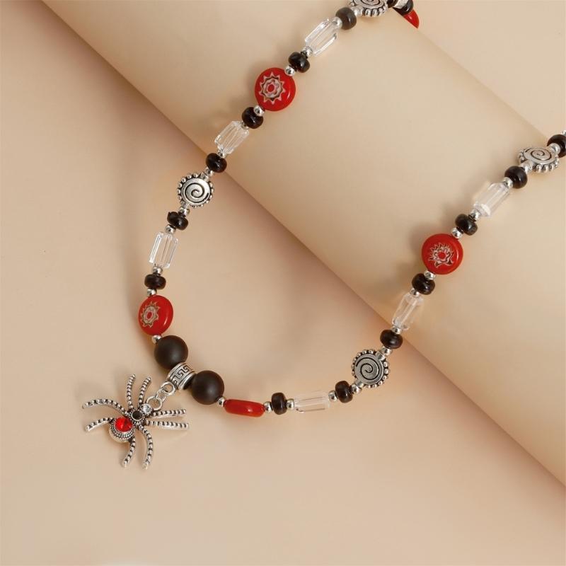 Diamonds Spiders Exaggerated Clavicle Chain Female Temperament Handmade Beaded All-matched Crystal Stone Necklace