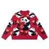 Children's New Year's Red Sweater with Panda Pattern