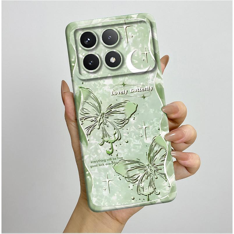 Shockproof Phone Case for Xiaomi Poco F6 Pro 5G Redmi K70 Pro Pretty Butterfly Flower Soft TPU Shell PocoF6Pro Bumper Back Cover