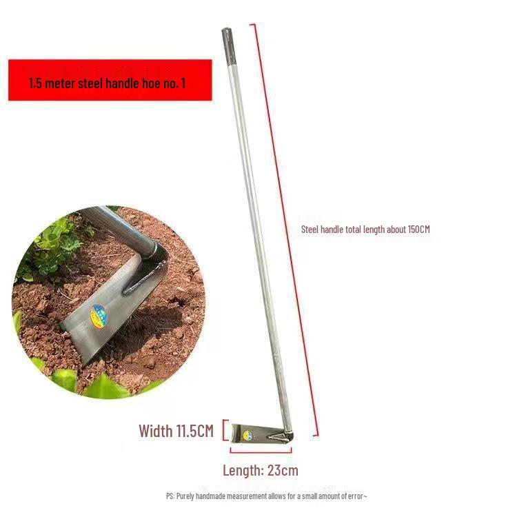 Enxada de Aço Manganês de Cabo Longo para Capinar e Lavrar