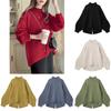 Winter Versatile Loose Small High Neck Back Slit Knitted Pullover For Women