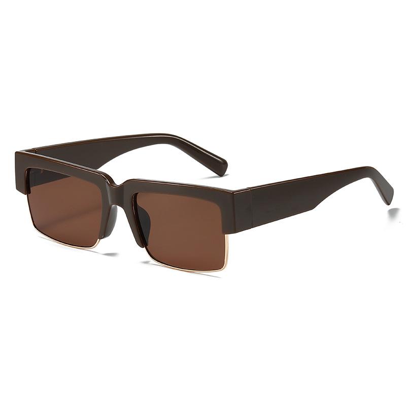 

Small New Half Square Sunglasses Women Fashion Vintage Shades Men Brand Oculus Designer Gafas Luxury Sun Glasses UV400 Eyewear as picture