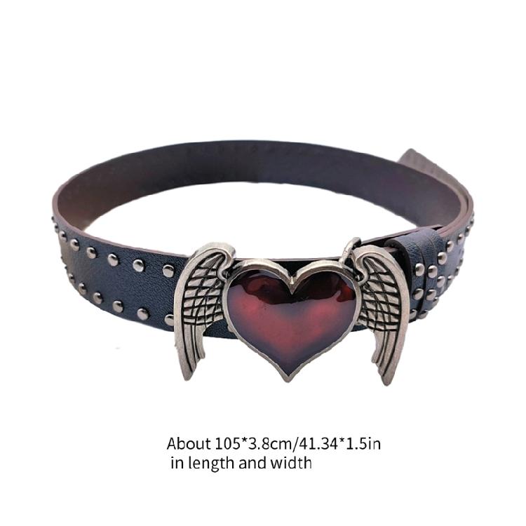 Universal PU Waist Belt with Heart Buckle for Fashion Enthusiasts Jeans Skirt