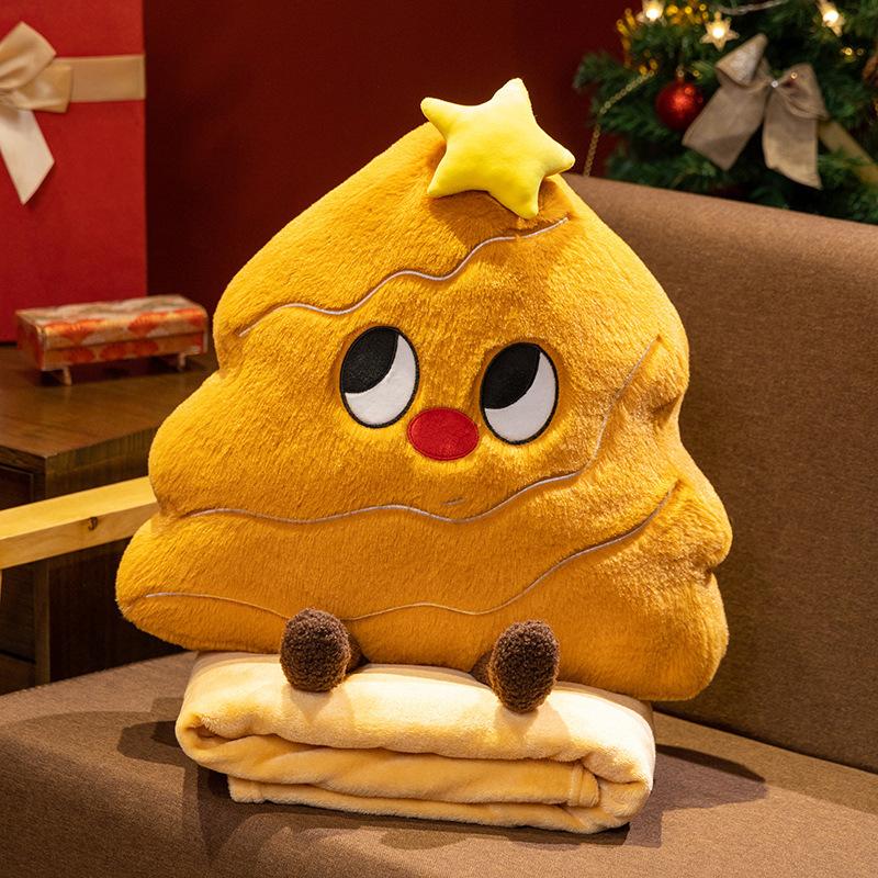 Internet Celebrity Christmas Tree Doll Pillow Blanket 2-in-1 Plush Toy Sleeping Doll Doll Christmas Holiday Gift Female