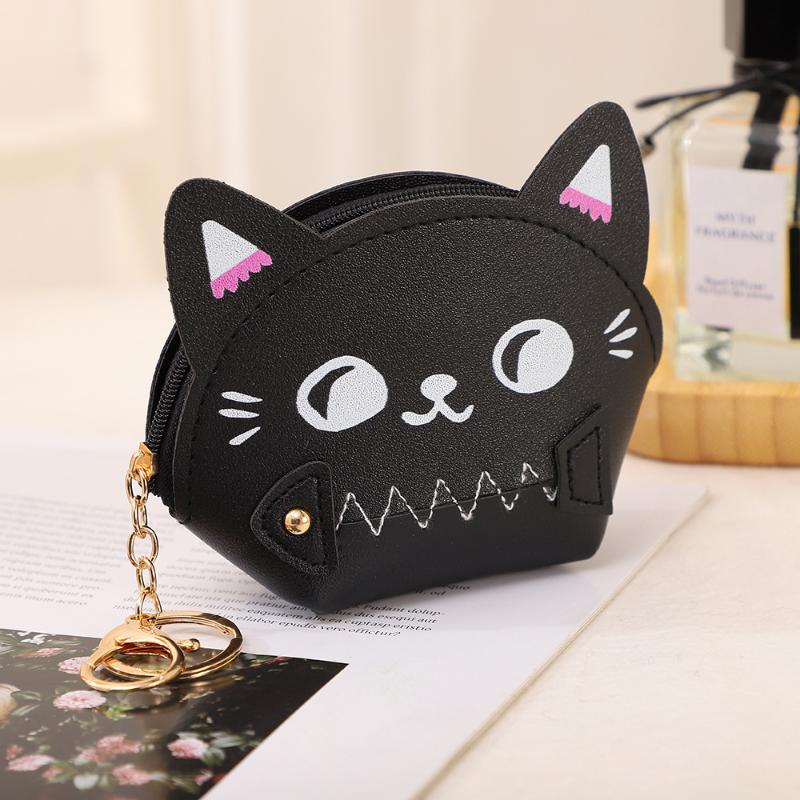Cute Cartoon Cat Coin Bag Portable Earphone Storage Bag Small Square Bags Money Change Pouch Keychain Pendant