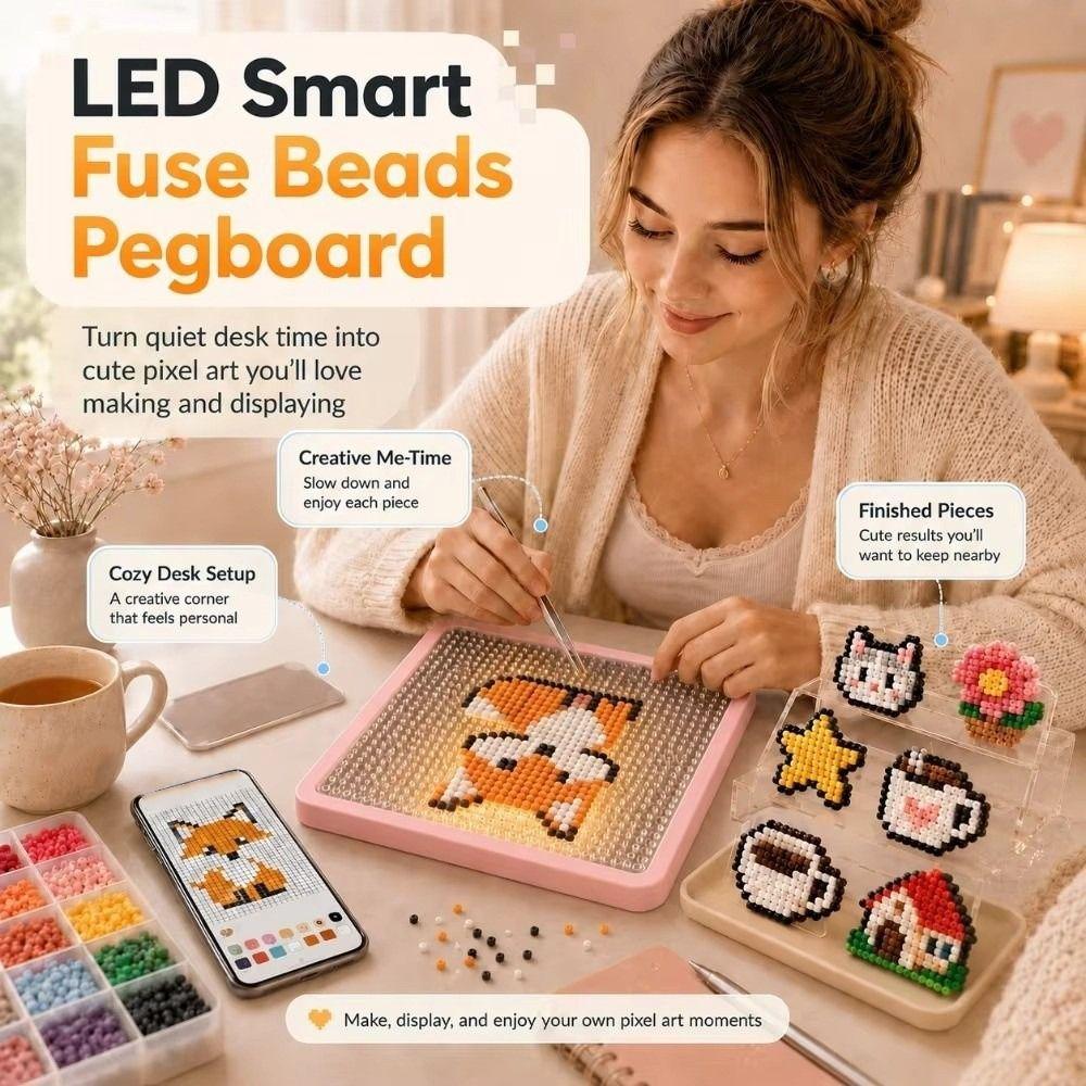 2.6mm Beads LED Perler Beads Board Heat Resistant Light Up Pegboard  Puzzle Making
