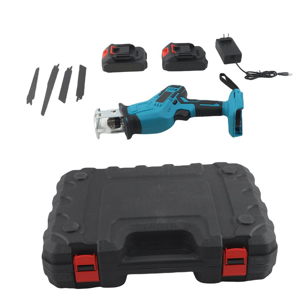 Cordless Reciprocating Saw 3000RPM Handheld Reciprocating Saw Cutting Tool with 4 Saw Blades 2 Batteries for Wood Metal