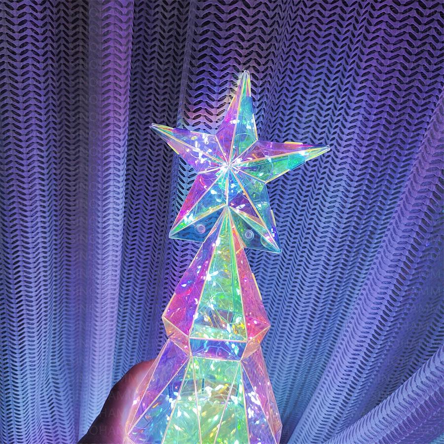 LED Christmas Tree Table Lamp Iridescent Colorful Bedroom Decorations USB LED 2025 room decor Lighting for Home xmas