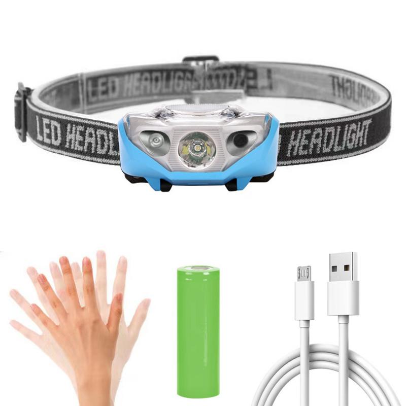 

Индукционный налобный фонарь, светодиодный уличный головной убор, фонарь для освещения шахты, перезаряжаемый через USB, мощный налобный фонарь с большим радиусом действия синий