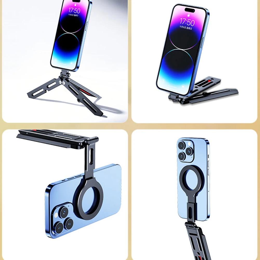 for Magsafe Magnetic Smartphone Stand Holder Aluminum Buckle Foldable Phone Holder for iPhone 16/15/14/13 Pro Max & All Phones