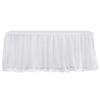 Tulle Table Skirt for Rectangular Tables White Pleated Table Cloth 6Ft/9Ft Wrinkle Free Tablecloth with Tutu Skirt Party Banquet Cake Table Decoration