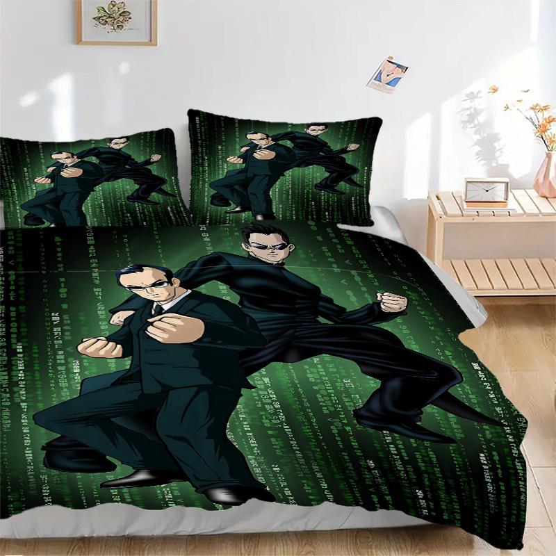 

3pcs Matrix Code Duvet Cover Set (1 Duvet Cover + 2 Pillowcases, No Core) - Comfortable, And Breathable Bedroom Decoration yy251104024 135x200cm