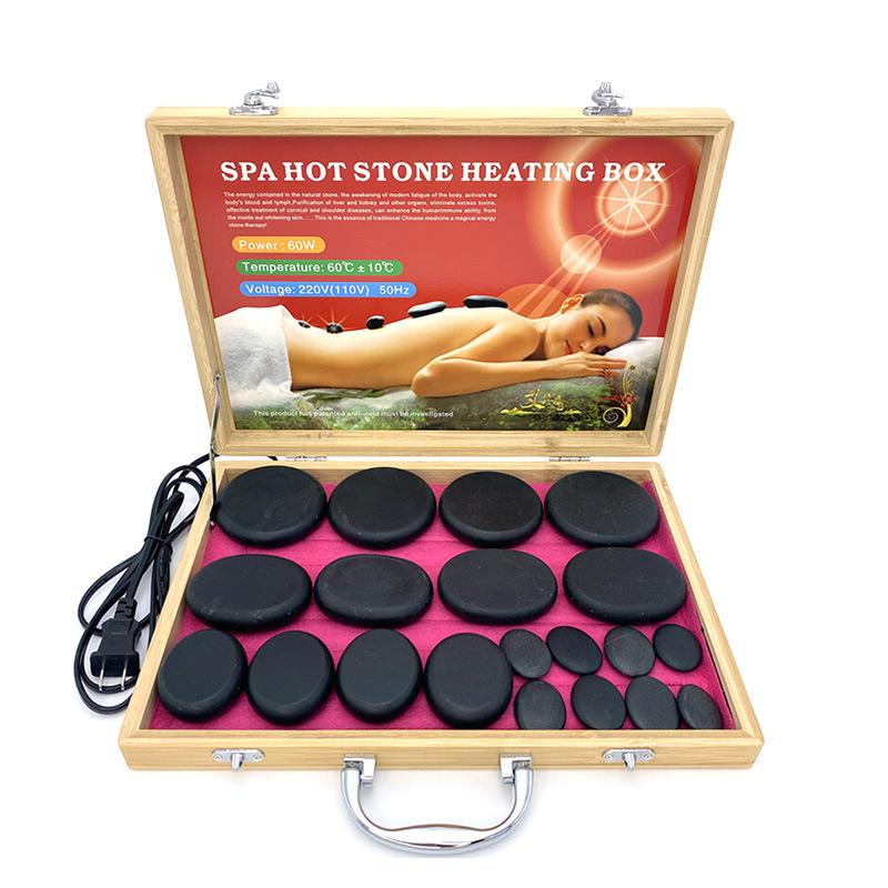 20-Piece Set: Heated Volcanic Stones & Essential Oils for Spa Massage Therapy