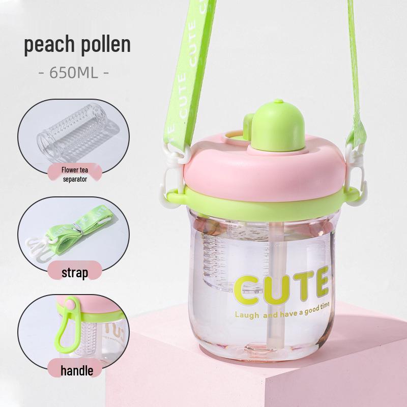 Customizable Summer Flower Tea Straw Cup - Portable, High-Value Plastic Gift for Students & Couples