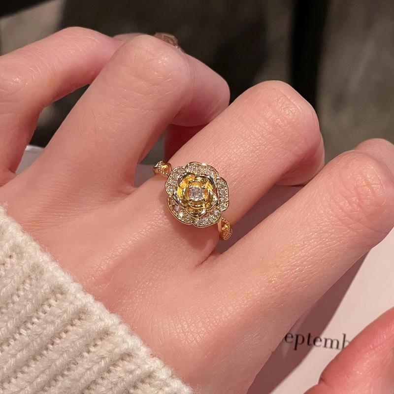 Medieval French Retro Full Diamond Open Ring Fashion High Sense Temperament Niche Design Exquisite Diamond Accessories Women