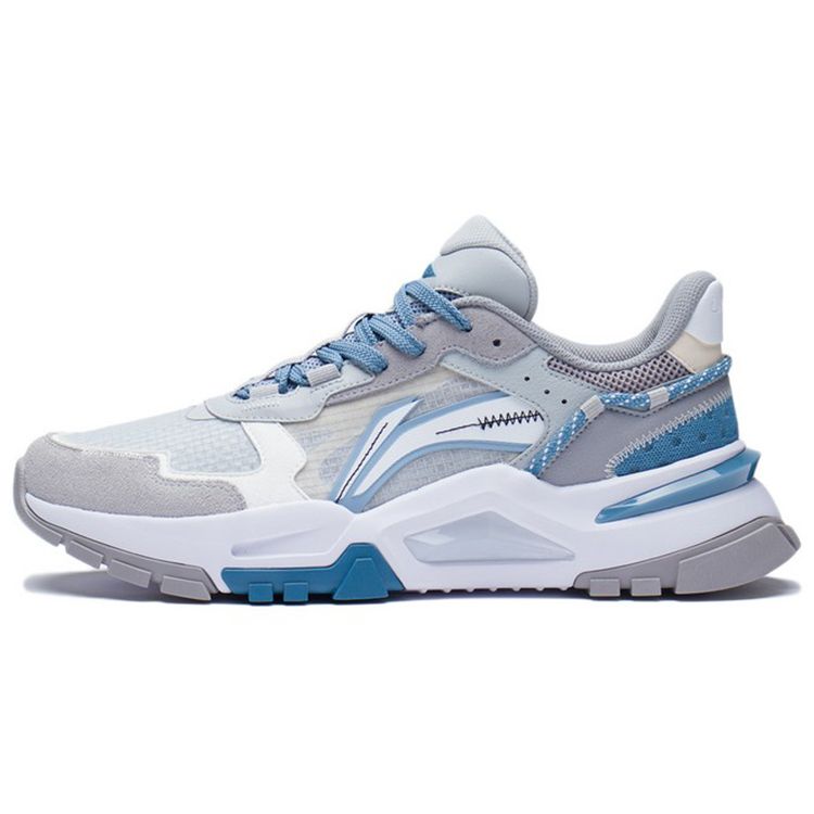 Li Ning Reverse Shock Absorbing Non-Slip Wear-Resistant Low-Top Sports Casual Shoes Men Sneakers Blue Gray AGLS047-2