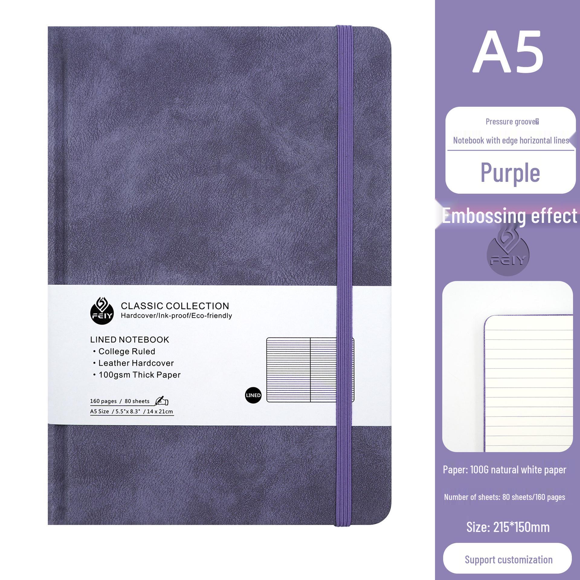Customizable High-Value A5 Strap-Bound Notebook with Simple Lined Design A5
