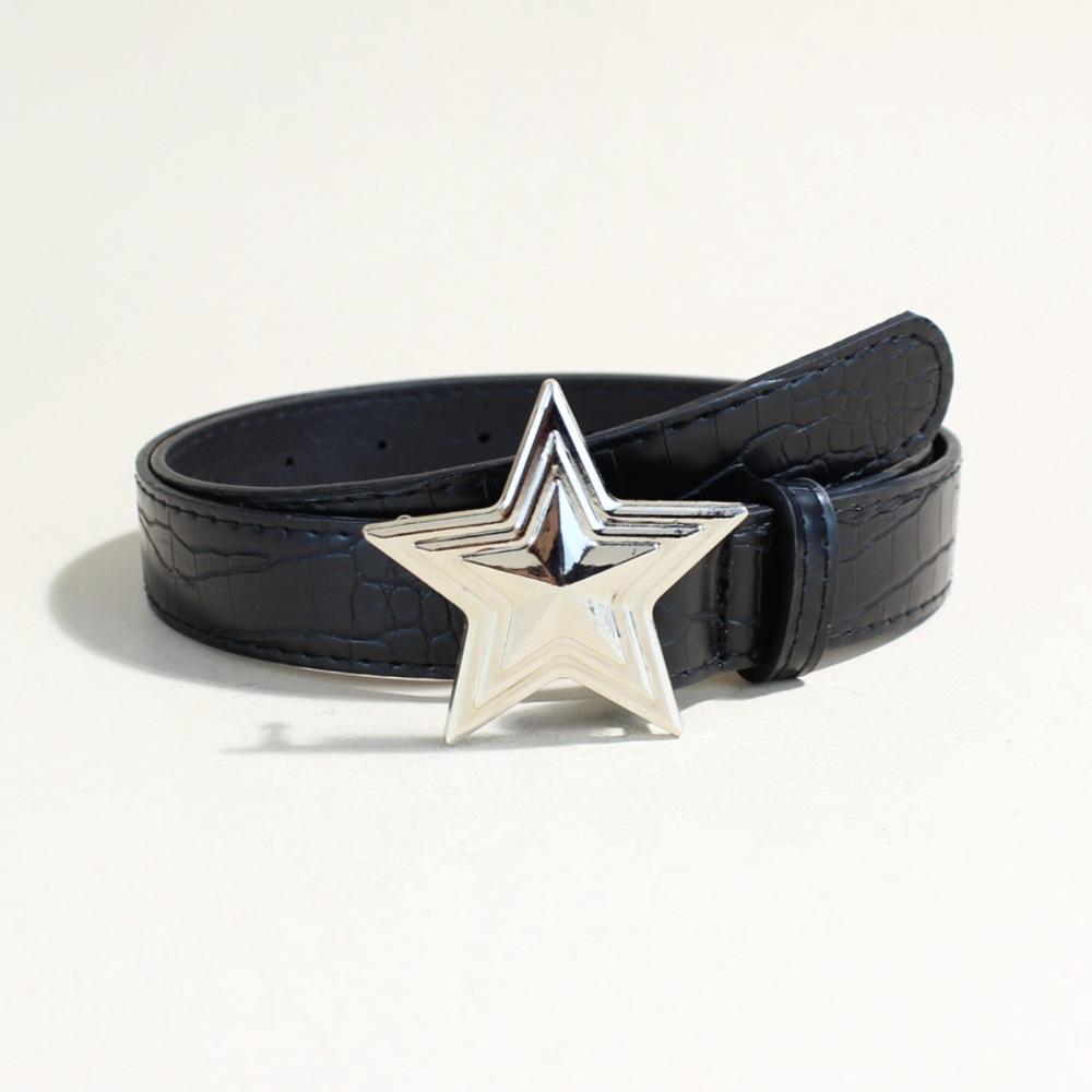 

Женская юбка с американским декором и узором под крокодила, красный пояс премиум-класса в повседневном стиле, персонализированный пояс с пятиконечной звездой 105Cm long