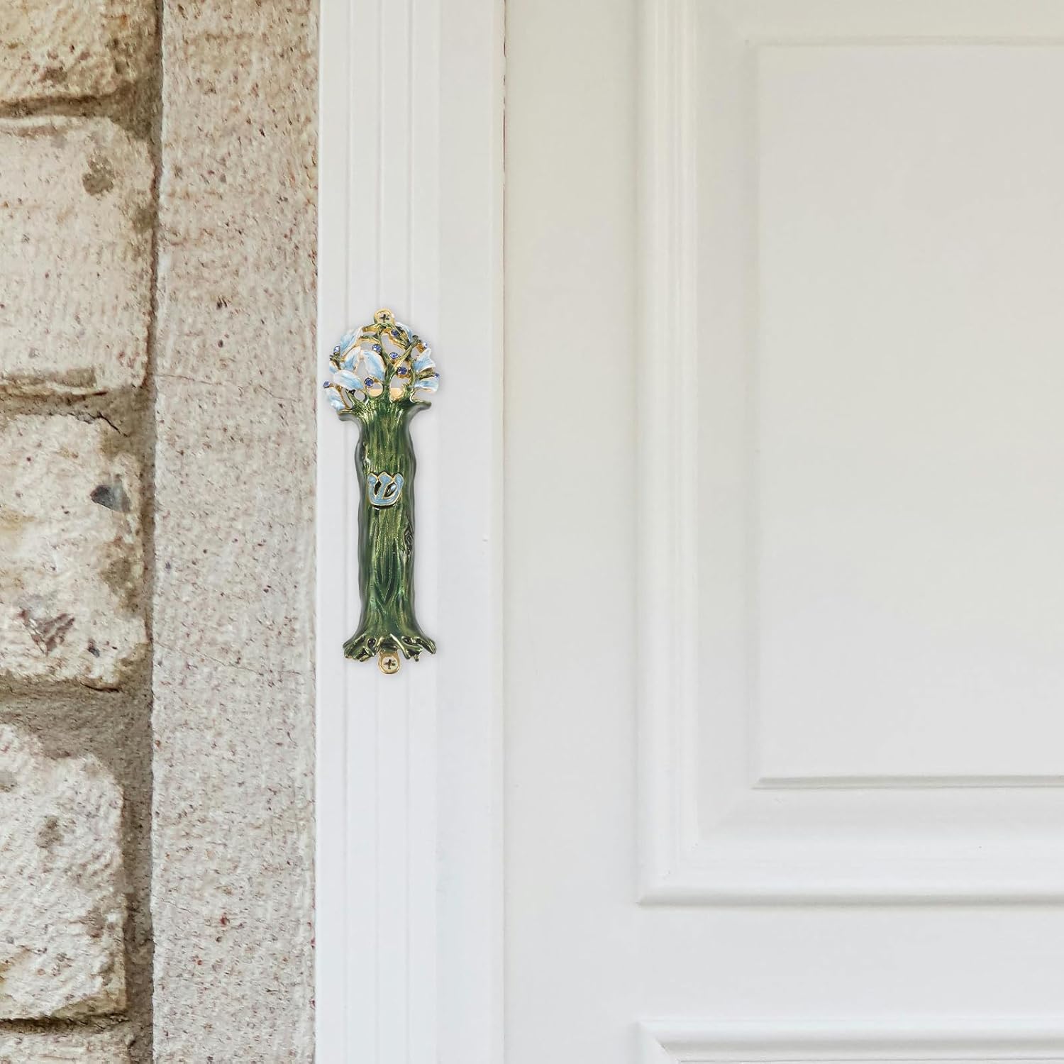 

VOSAREA Mezuzah Case with Religious Gatepost Mezuzah Religious Holy Mezuzah Life Tree Jerusalem Judaica Door Mezuzah Mitzvah Scripture Plaque