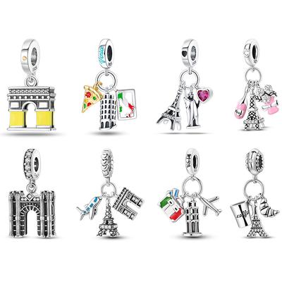 Famous Architecture Series Copper Eiffel Tower Triumphal Colosseum Charms Beads 3Mm Diy Fine Jewelry Making