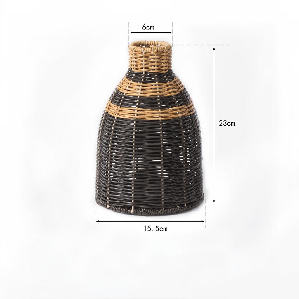 Retro Handmade Woven Vase Imitation Rattan Flower Plant Potted Flower Basket Bouquet Holder Wedding Home Office Table Decor