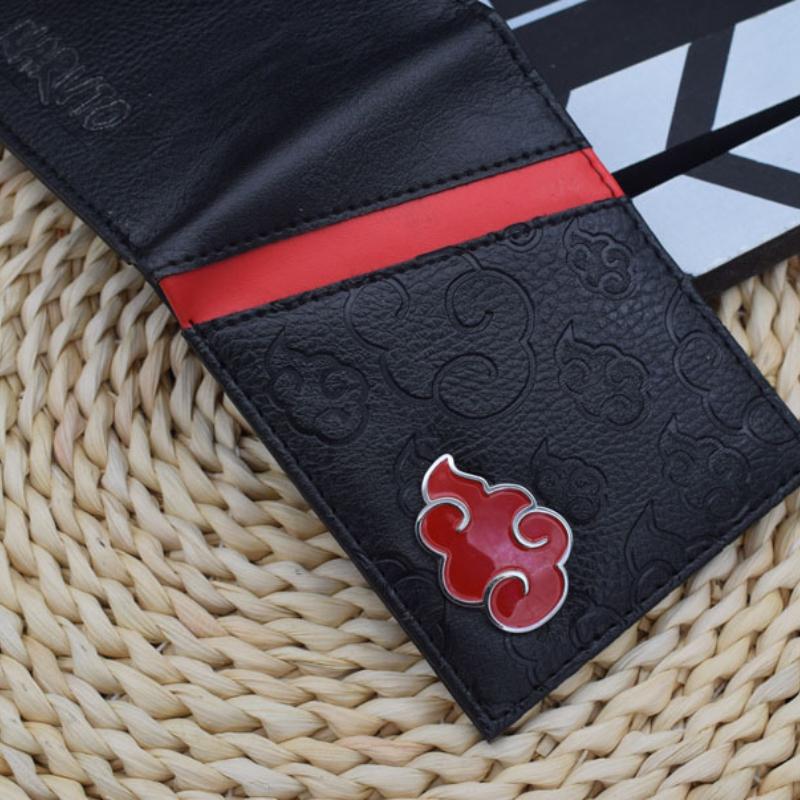 Naruto Sasuke Akatsuki organization red cloud cartoon wallet pu men's wallet card holder passport cover luxury birthday gift