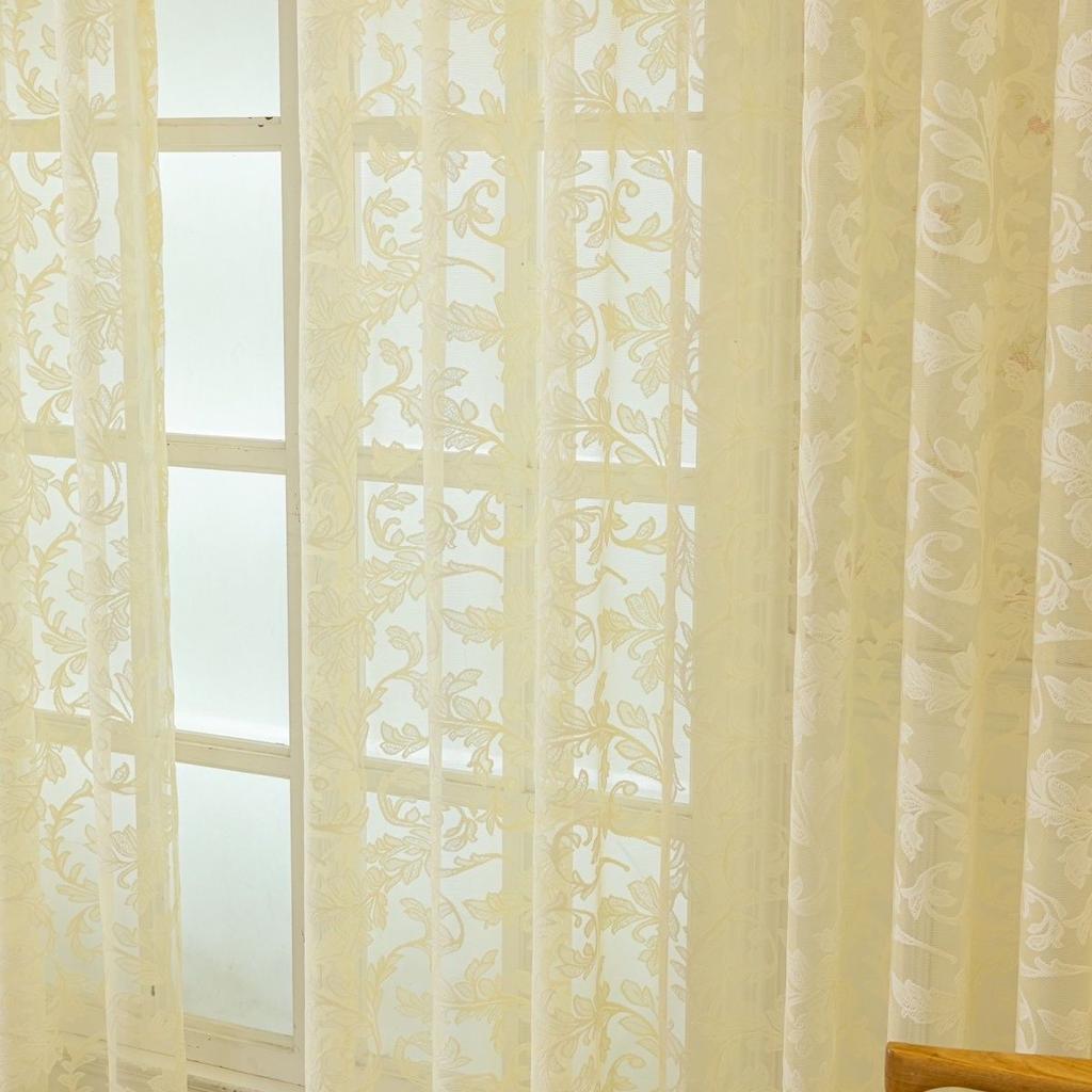 European Embroidered Sheer Curtains for Living Room Bedroom Balcony Bay Window Light Filtering Lace Window Screen