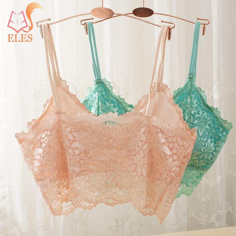 New Women Lace Bras Top Comfortable Bralette Solid Color Sexy Underwear Vest Female Hollow Out Wireless Lingerie Bra
