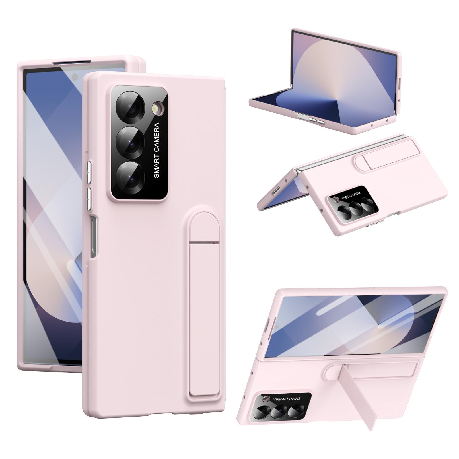 

For Samsung Galaxy Z Fold6 5G Case Foldable Kickstand Skin-Touch PC Phone Cover Built In Screen Protector Pink