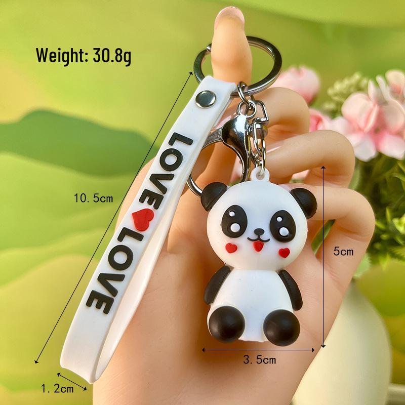 

Брелок для ключей «Панда» с бамбуковой трубкой и куклой «Красная панда» — небольшой подарочный орнамент Cute Panda Keychain White Rope