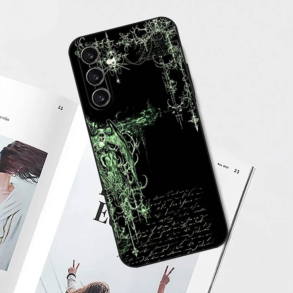 Gothic Cyber Sigil Cross Phone Case For Samsung S25,S24,S21,S22,S23,S30,Ultra,S20,Plus,Fe,Lite,Note,10 Black Soft Shell