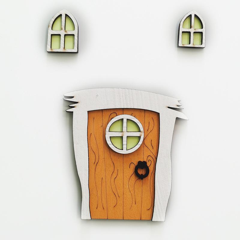 Luminous Garden Dollhouse Miniature Gnome Elf Figurines Window Door Furniture Household Scene Desktop Decor Gift for Children