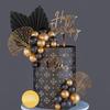 Cake Toppers Happy Birthday Cake Topper Black Gold Balls Cake Decorations for Birthday Wedding Baby Shower Party Decoration