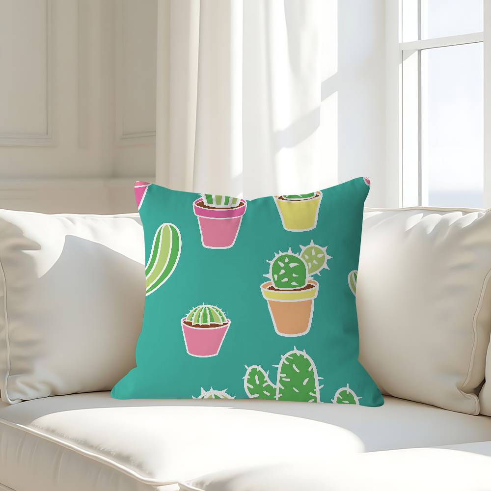 Cute Cartoon Succulent Pillow Case Removable Washable Cushion Cover – All-Season Soft Linen