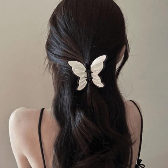 Hair Claw Stable Gripping Thick Spring Anti-Slip Tooth Comb Hair Clip Butterflies Shape Back Head Hair Clip