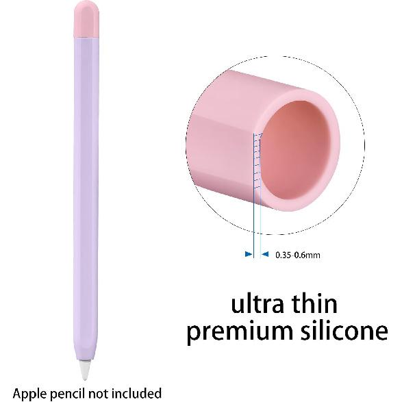 LINGXIU 2 Pack Silicone Case Cover Compatible with Apple Pencil 2nd Generation, Slim Lightweight Pencil Case Skin Sleeve Accessories and 16 Pcs Nib