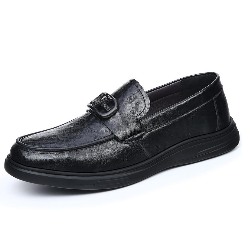 Men's Shoes Spring and Summer New Business Casual Leather Shoes Men's Genuine Leather Soft-soled Beanie Shoes Men's One-pedal