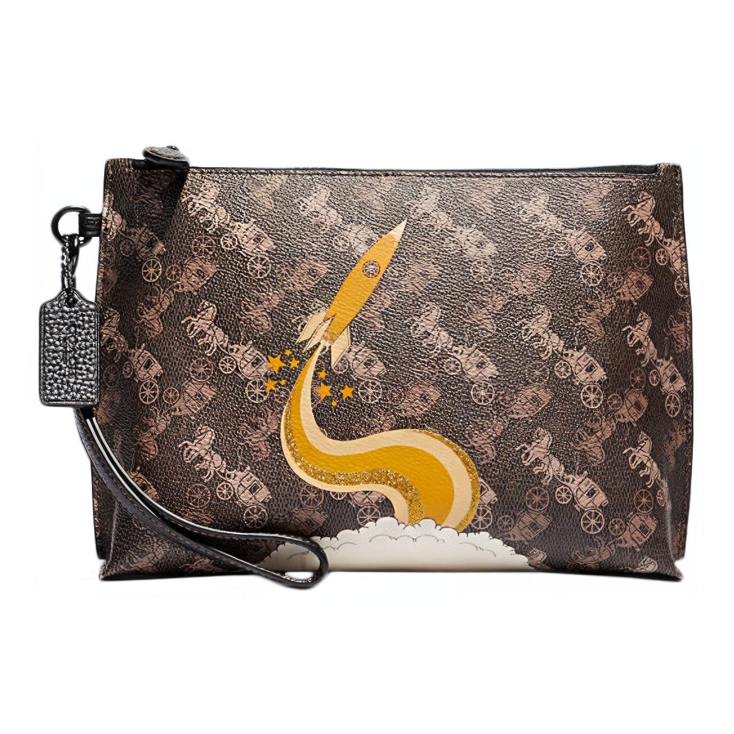 

Coach Charlie Pouch 23 Horse And Rocket Print Zipper Closure Coated Canvas And Pebble Leather Clutch Medium Women Clutch Brown 86105-V5AA8 Basic Set (Bag+Dust Bag)