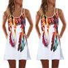 Vintage Boho Women Loose Summer Sleeveless 3d Floral Print Tank Mini Dress For Effortless Style