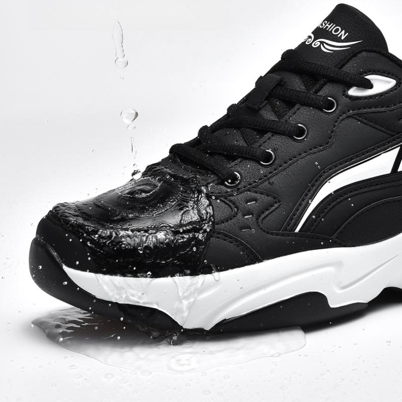 Men's Leather Sneakers Casual Shoes Sports Boys Pure Color Tennis Shoes