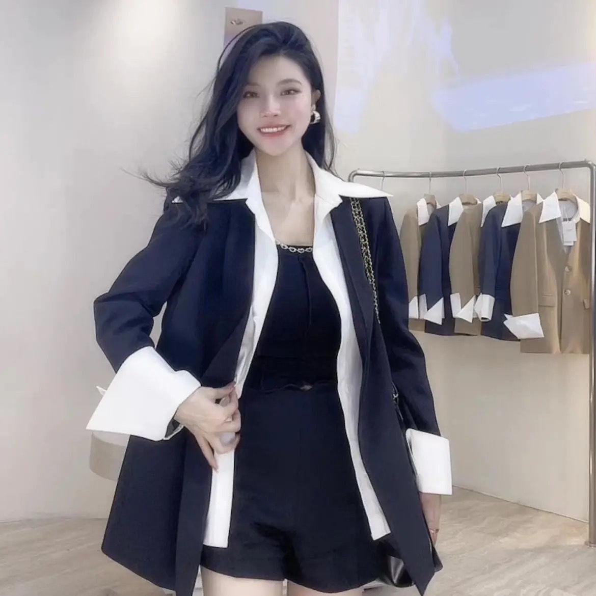 

Модное весеннее новое свободное ложное пальто из двух частей и куртки, темпераментный костюм, пальто XL