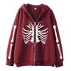 2022 Cross-border Gothic Zipper Sweater Skull Skeleton Printed Cardigan Jacket European and American Street Tide Large Size Hoodie
