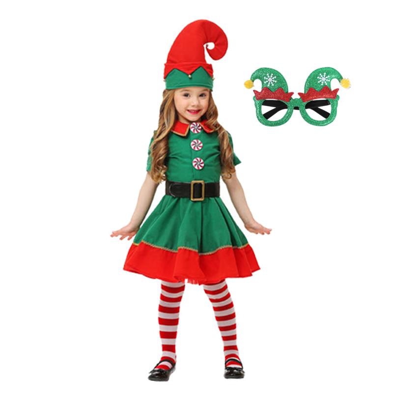 2025 Girl Boy Christmas Elf Costumes Santa Claus Suit Festival Halloween Cosplay Sets Green Elves Clothes