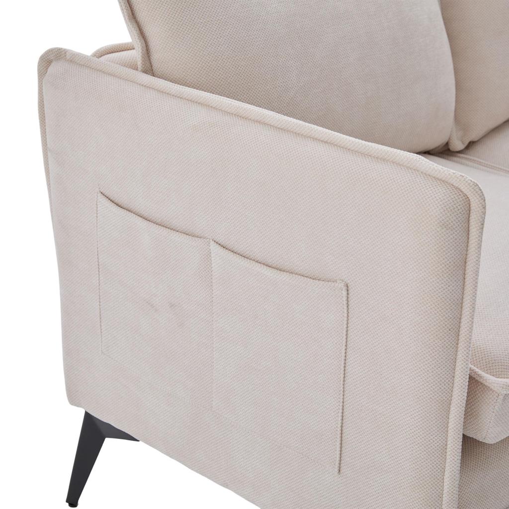 Modern double-sofa small fabric sofa armchair with storage side pockets and adjustable phone stand