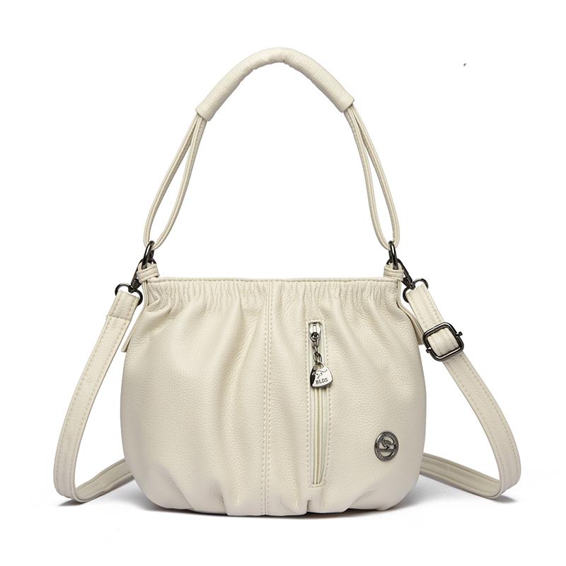 

Fashionable Women s Shoulder Bag, Pleated Soft PU Leather Crossbody Bag, Solid Color Handbag, Suitable for Daily Casual Use 25cm x 12 cm x19 cm белый