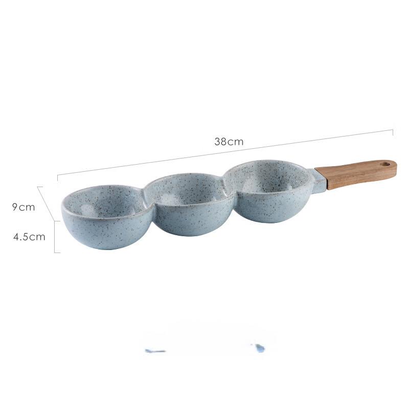 Round Divided Snack Plate with Bamboo Handle
