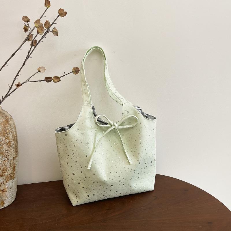 Women Large Capacity Star Print Canvas Casual Commute Single Shoulder Tote Bag