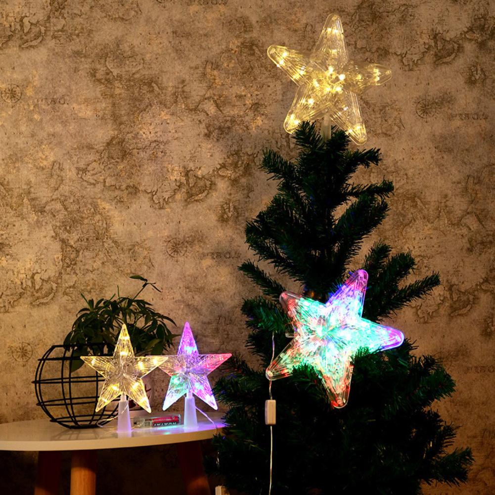 Christmas Tree Top Star LED Light Decoration Christmas Pendant Home Night Light Decor Xmas Gift Navidad 2023