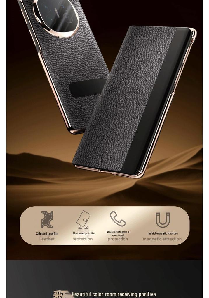 Huawei Mate X6 Foldable Full-Cover Flip Leather Case with Rotating Bracket and Smart Window.